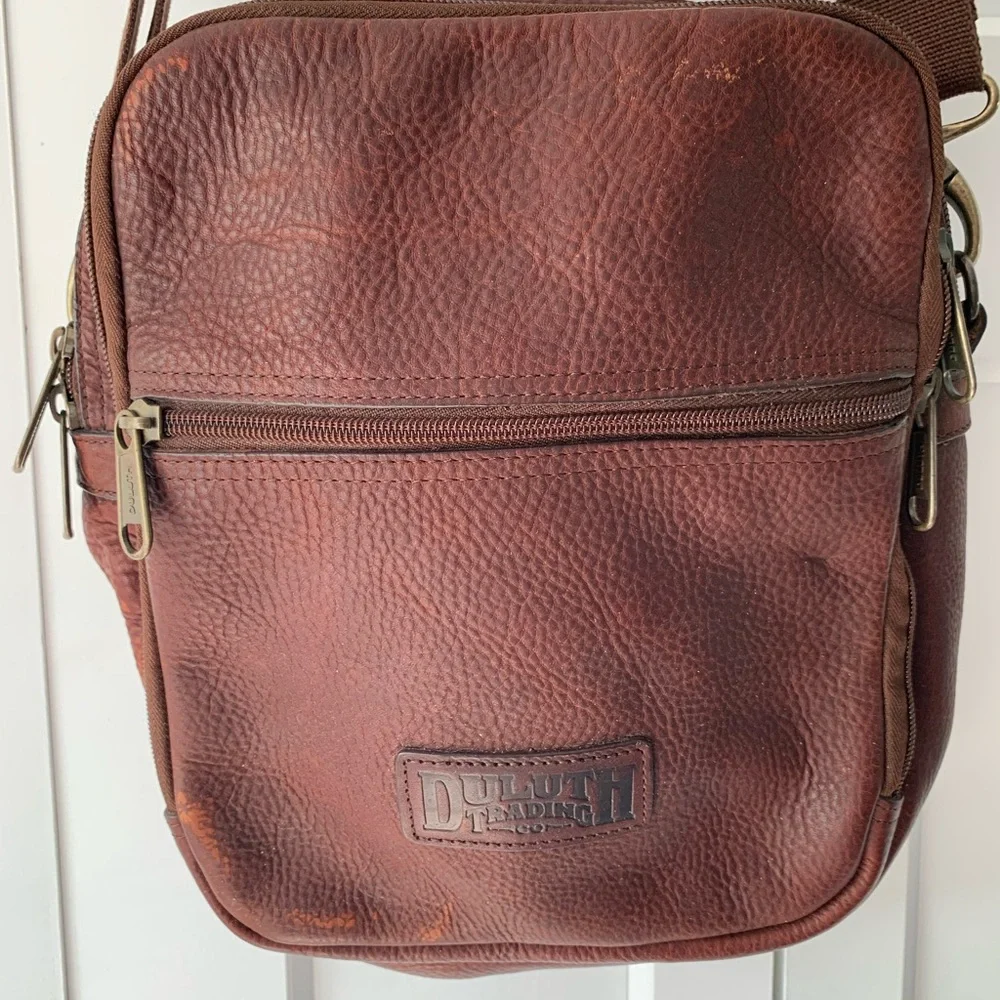 Vintage Duluth‎ Trading Lifetime Brown Leather Travel Messenger Crossbody Bag